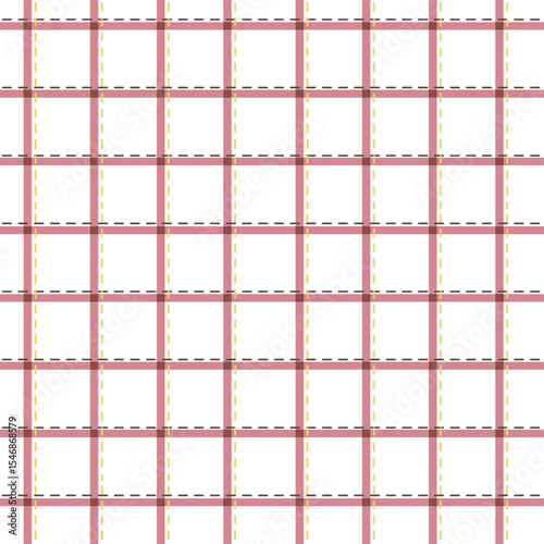 Simple checkered pattern with thin dotted and straight continuous lines. Clean and minimal background design. Perfect for scrapbooking, textiles, stationery and digital projects. Vector illustration