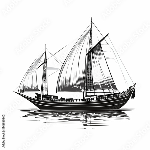 Traditional Dhows Stock Vectors and Vector Art Isolated on white background.