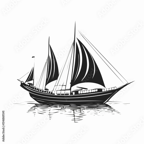 Traditional Dhows Stock Vectors and Vector Art Isolated on white background.