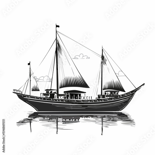 Traditional Dhows Stock Vectors and Vector Art Isolated on white background.