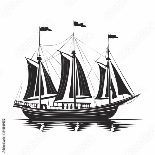 Traditional Dhows Stock Vectors and Vector Art Isolated on white background.