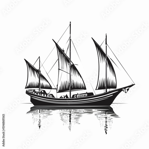 Traditional Dhows Stock Vectors and Vector Art Isolated on white background.