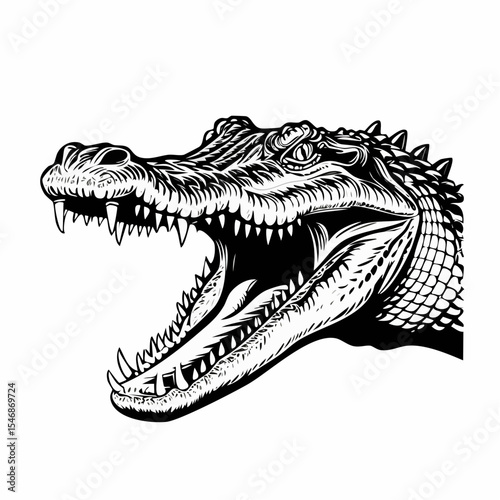 Crocodile Attack Image Vector. Roaring Crocodile Head Vector Illustration.