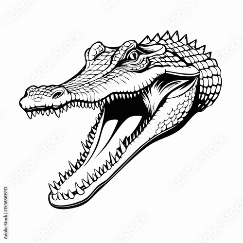Crocodile Attack Image Vector. Roaring Crocodile Head Vector Illustration.