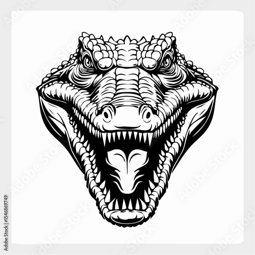 Crocodile Attack Image Vector. Roaring Crocodile Head Vector Illustration.