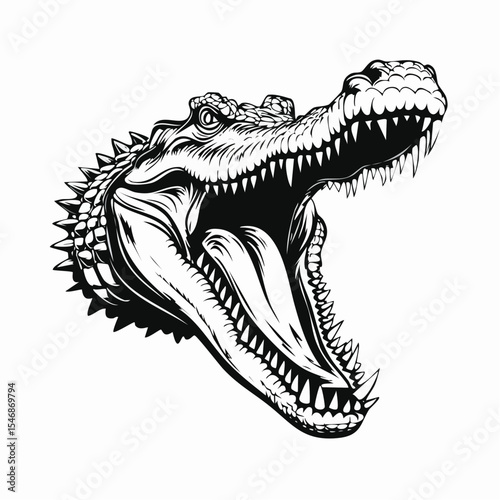 Crocodile Attack Image Vector. Roaring Crocodile Head Vector Illustration.