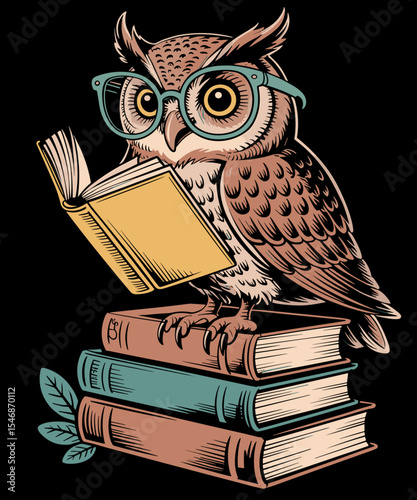 Vintage Librarian Bookworm Cute Skateboarder Funny Owl