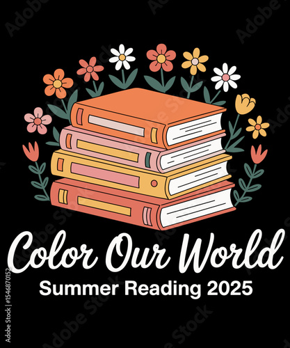 Color Our World Summer Reading 2025 Floral Cute Book Lover