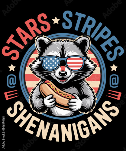 Stars Stripes and Shenanigans Funny Raccoon 4th of July