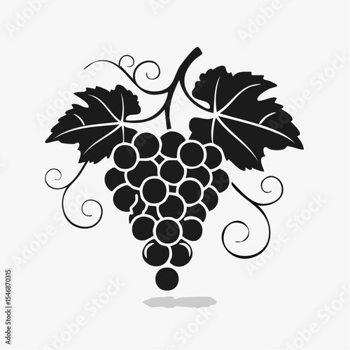 Illustration of grapes in black and white vector capturing nature's sweetness in elegant simplicity.