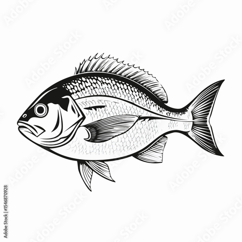 Underwater Fish Vector Image Isolated on white background.