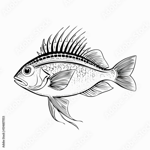 Underwater Fish Vector Image Isolated on white background.