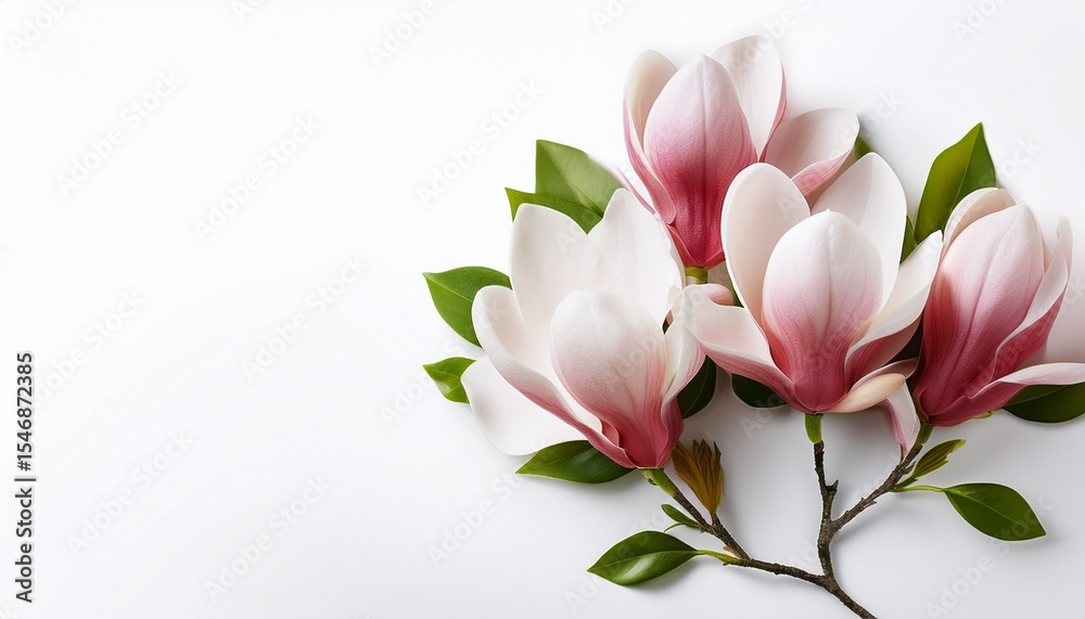 Fototapeta premium stunning blooming magnolia flower bouquet isolated on white background