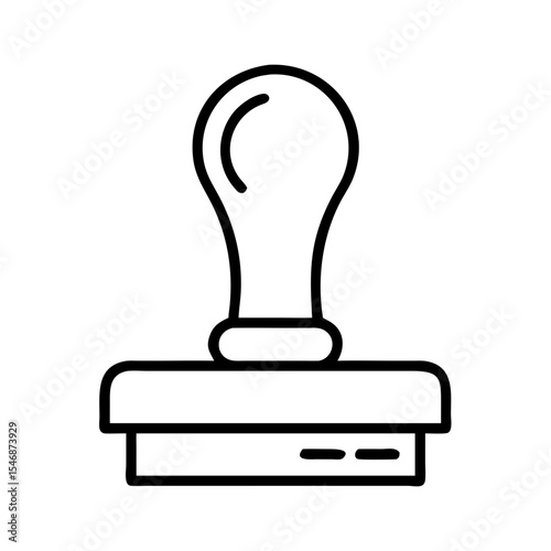 Rubber stamp in minimalist line design on white background  