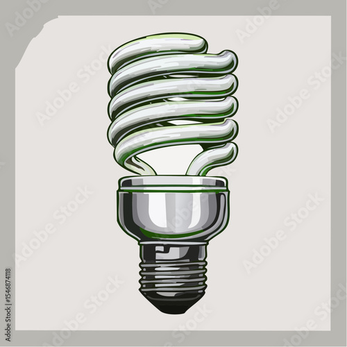 Energy Efficient Compact Fluorescent Light Bulb Image Vector isolated on white background
