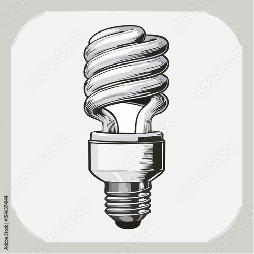 Energy Efficient Compact Fluorescent Light Bulb Image Vector isolated on white background
