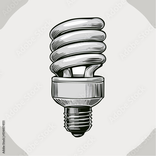 Energy Efficient Compact Fluorescent Light Bulb Image Vector isolated on white background