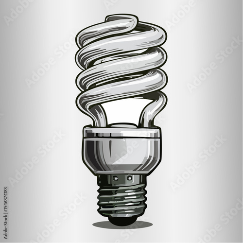 Energy Efficient Compact Fluorescent Light Bulb Image Vector isolated on white background