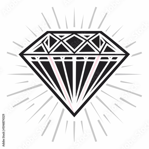 Sparkling Diamond Vector. Brilliant Diamond Sparkle Image vector isolated on white background.