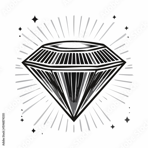 Sparkling Diamond Vector. Brilliant Diamond Sparkle Image vector isolated on white background.