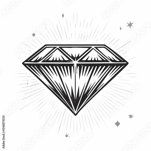 Sparkling Diamond Vector. Brilliant Diamond Sparkle Image vector isolated on white background.
