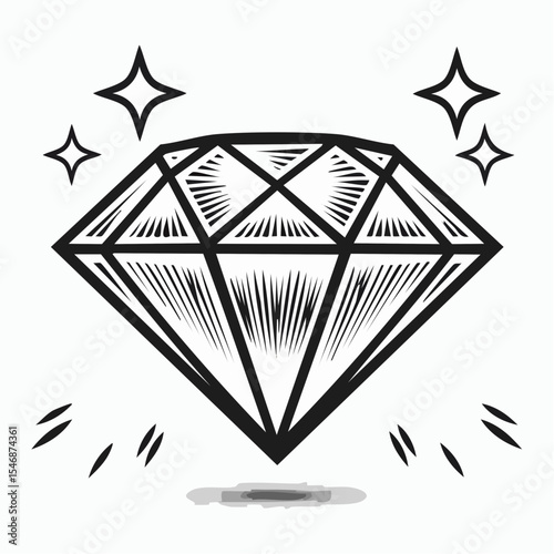 Sparkling Diamond Vector. Brilliant Diamond Sparkle Image vector isolated on white background.