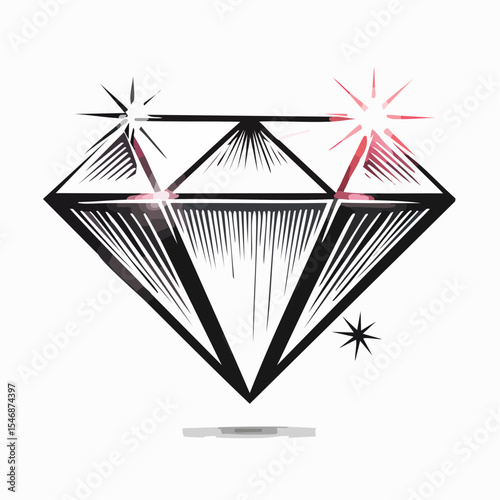 Sparkling Diamond Vector. Brilliant Diamond Sparkle Image vector isolated on white background.
