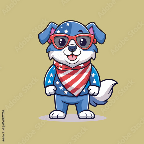 Adorable USA Dog cartoon vector art 