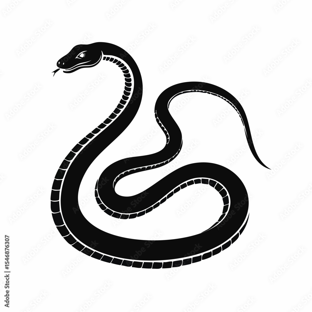 Obraz premium Black Mamba Snake Silhouette Image Vector Illustration on white background