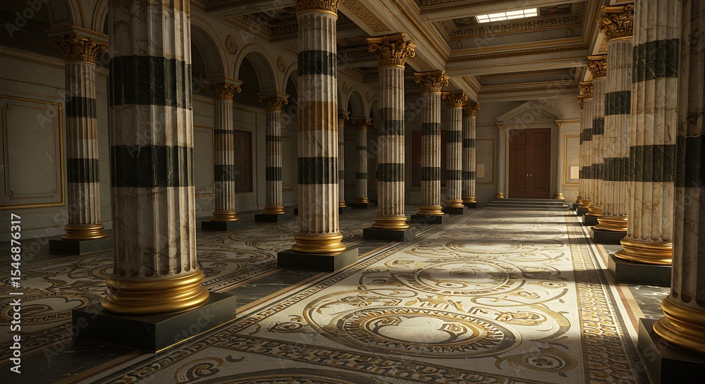 Obraz premium Grand hall with striped columns