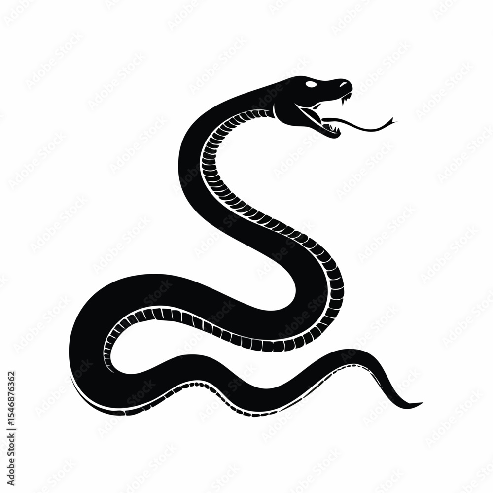 Fototapeta premium Black Mamba Snake Silhouette Image Vector Illustration on white background