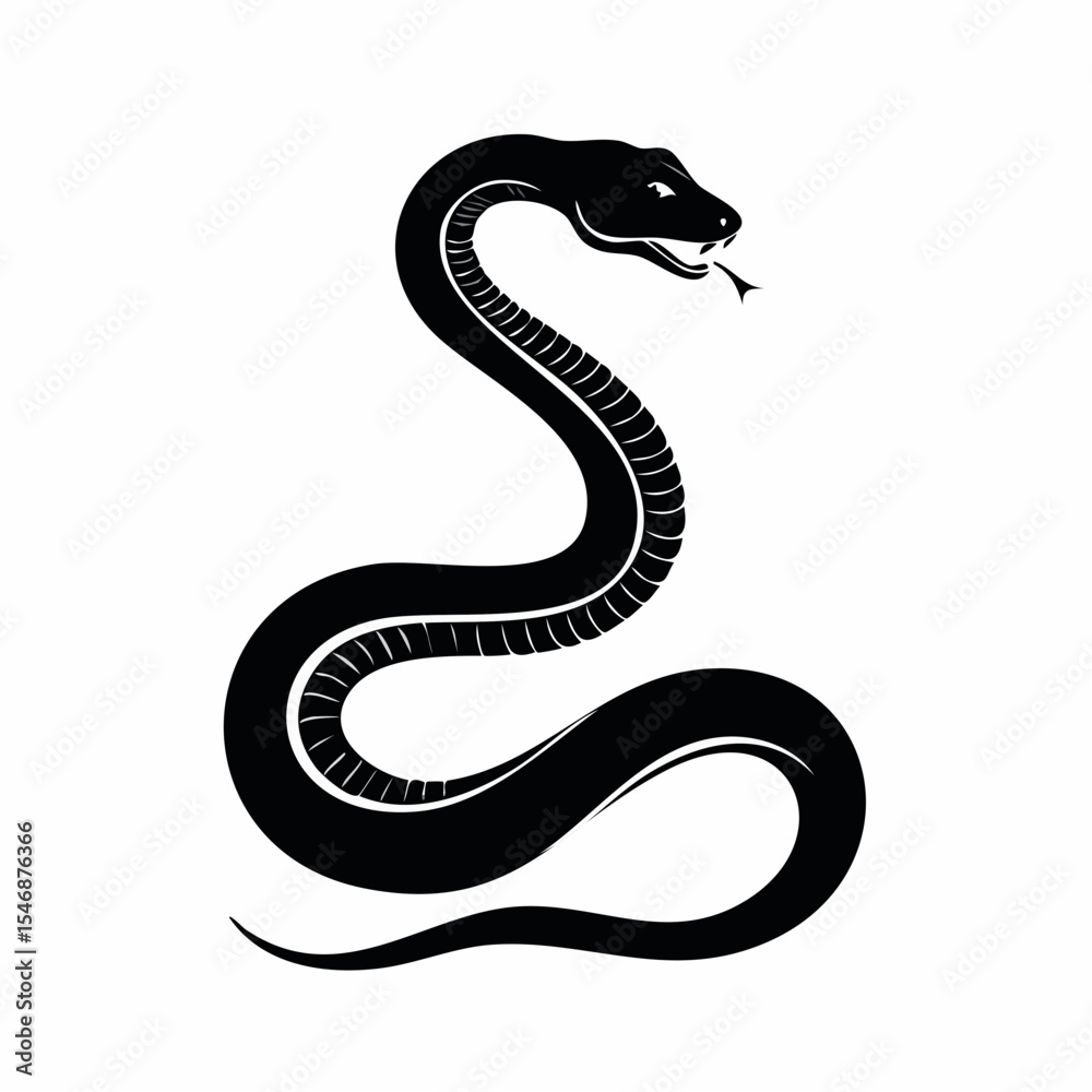 Naklejka premium Black Mamba Snake Silhouette Image Vector Illustration on white background
