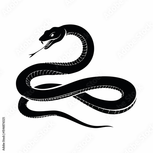 Black Mamba Snake Silhouette Image Vector Illustration on white background