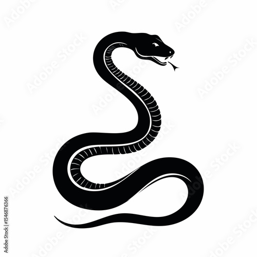 Black Mamba Snake Silhouette Image Vector Illustration on white background