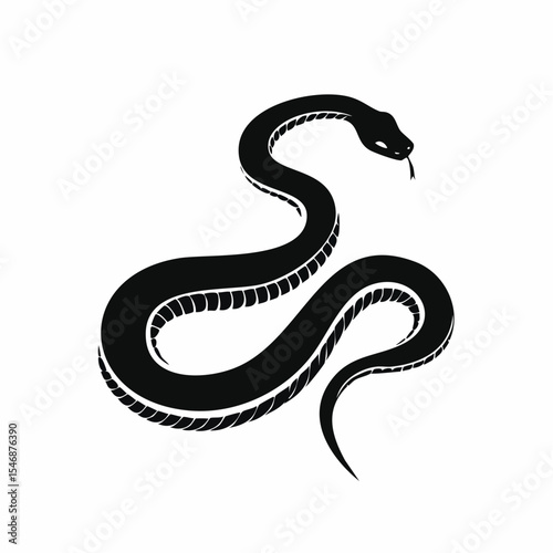 Black Mamba Snake Silhouette Image Vector Illustration on white background