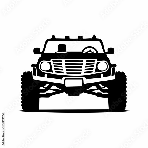 Offroad 4x4 car silhouette Vector Image isolated on white background.