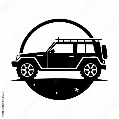 Offroad 4x4 car silhouette Vector Image isolated on white background.