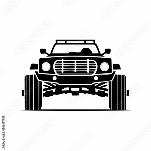 Offroad 4x4 car silhouette Vector Image isolated on white background.