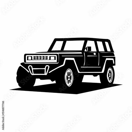 Offroad 4x4 car silhouette Vector Image isolated on white background.