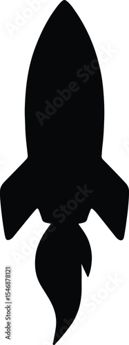 Silhouette rocket ship blasting off into space Vector Illustration