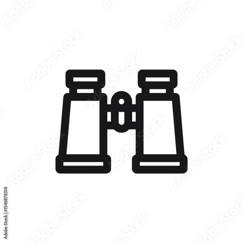 Icon of binoculars in black outline on a white background  