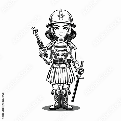 Vintage Style Toy Soldier Action Figure With Realistic Design vector isolated on white background.