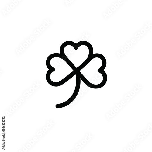 Heart-shaped clover symbol in minimalist design  