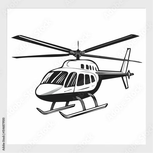 Passenger helicopter flying through the sky Image vector isolated on white background.