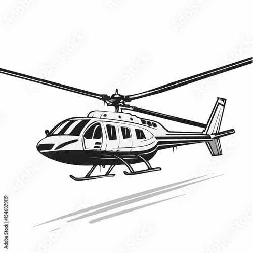 Passenger helicopter flying through the sky Image vector isolated on white background.