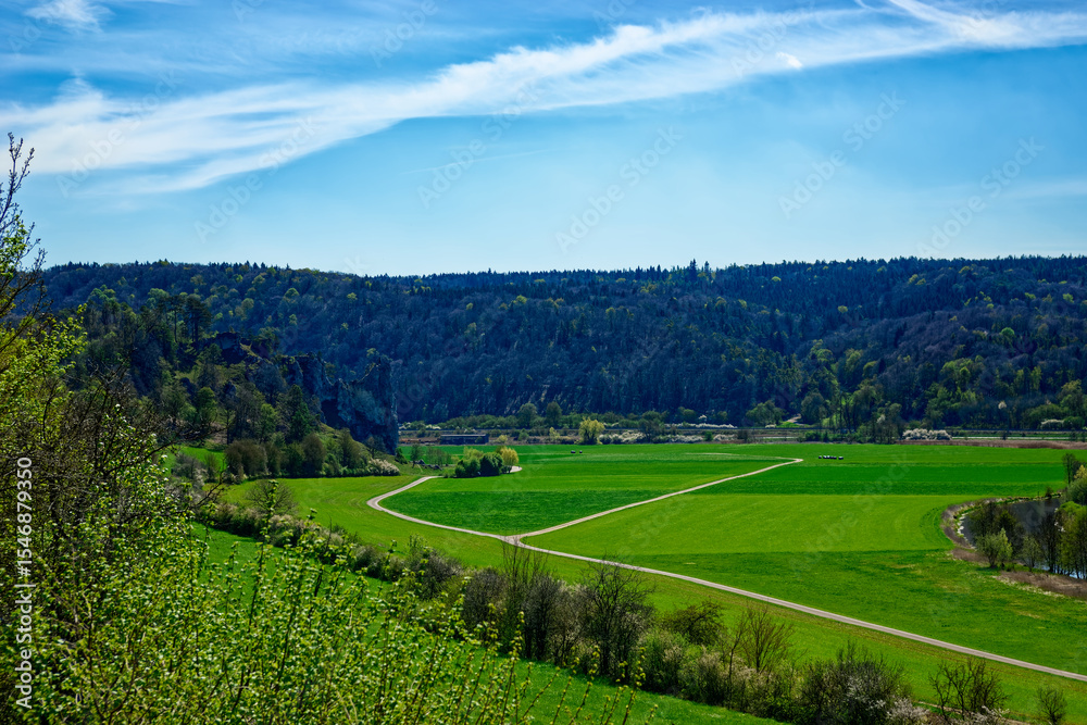 Fototapeta premium a beautiful day in the ancient town of Dollnstein