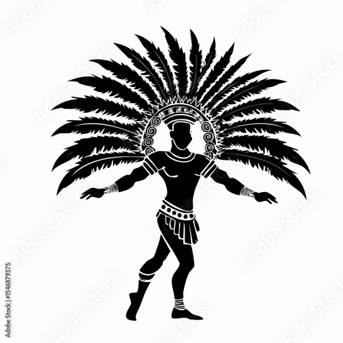 Brazilian Samba Dance Carnival Dancer Silhouette vector isolated on white background.