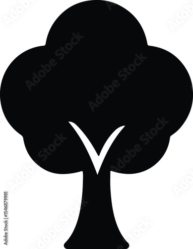 Silhouette simple deciduous tree park plant vector illustration