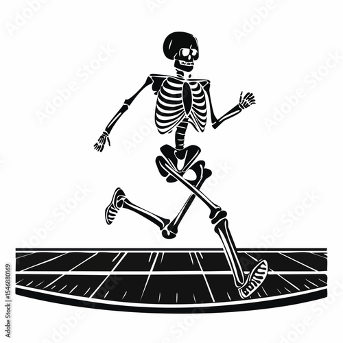 Human Skeleton running on a track image vector illustration on white background.