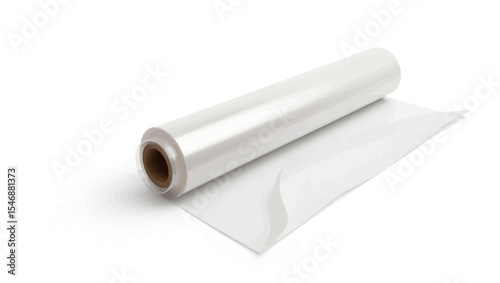  Transparent plastic film roll, ideal for packaging, food wrap, and household storage uses.